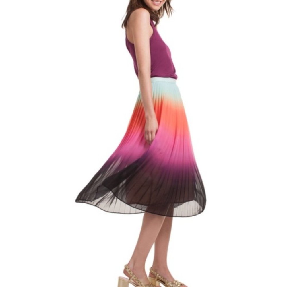 Trina Turk Rainbow Pleated Skirt New NWT 8